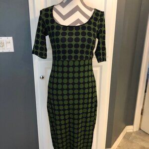 Bailey 44, Anthropologie, Navy and Green, Polka Dot, Scoop Neck Midi Dress